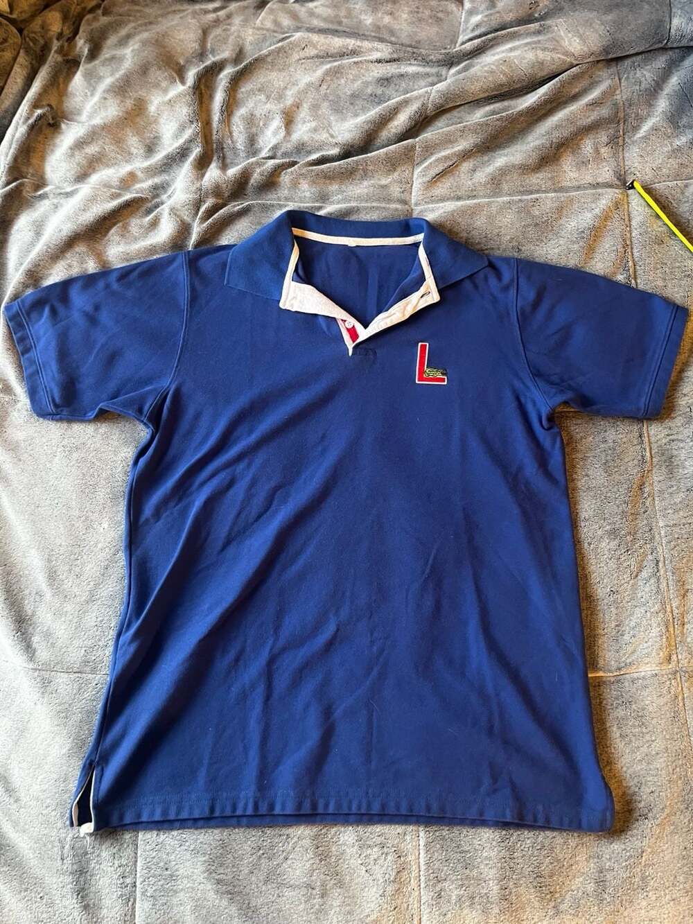 Lacoste Polo Shirt Blue Red White L Logo